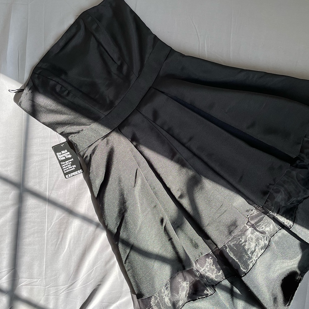 Express black strapless A line medi dress